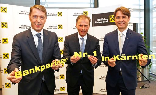 Bilanzpressekonferenz Raiffeisen Bankengruppe
Kärnten, Vorstände (vlnr) Georg Messner, Peter Gauper, Gert Spanz