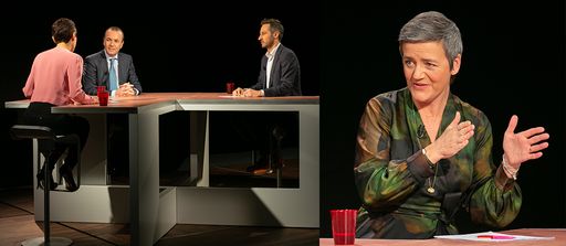 "Meet the Spitz" - ARTE Journal interviewt SpitzenkandidatInnen
der Europawahl 2019 / "Meet the Spitz" | v.l.n.r.: Nazan Gökdemir
(ARTE), Manfred Weber (Spitzenkandidat EVP), Ryan Heath (POLITICO
Europe), Margrethe Vestager (Spitzenkandidatin ALDE) | © Frédéric
Maigrot | Weiteres Bildmaterial unter photos-corporate.arte.tv /
Weiterer Text über ots und www.presseportal.de/nr/9021 / Die
Verwendung dieses Bildes ist für redaktionelle Zwecke honorarfrei.
Veröffentlichung bitte unter Quellenangabe: "obs/ARTE
G.E.I.E./Frédéric Maigrot"