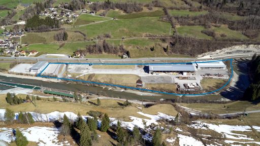 Vorschau Bild von Ansicht von Süden her. Die blaue Linie markiert die Grenze.