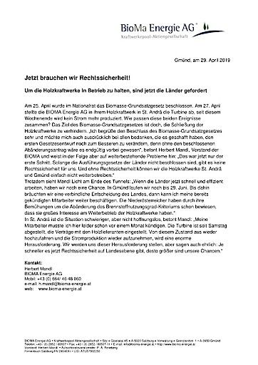 Vorschau Bild von 2019-04-25 Pressestatement BIOMA Grundsatzgesetz