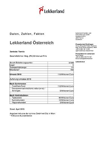 Vorschau Bild von Factsheet Lekkerland Österreich (Stand: April 2019)