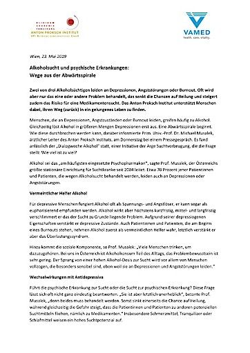 Vorschau Bild von Presseaussendung: Alkoholsucht und psychische Erkrankungen: Wege aus der Abwärtsspirale