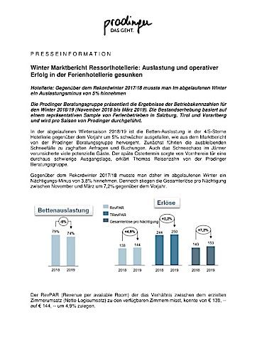 Vorschau Bild von Presseinformation Winter Kennzahlen 2018/19
