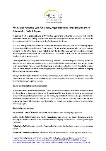 Vorschau Bild von Facts und Figures Hospiz- und Palliativversorgung für Kinder in Österreich