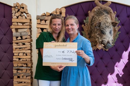 Vorschau Bild von Scheckübergabe: Schirmherrin Juliane Bogner-Strauß
und Ulrike Mursch-Edlmayr (im Namen der Lebenshilfe Steyr)