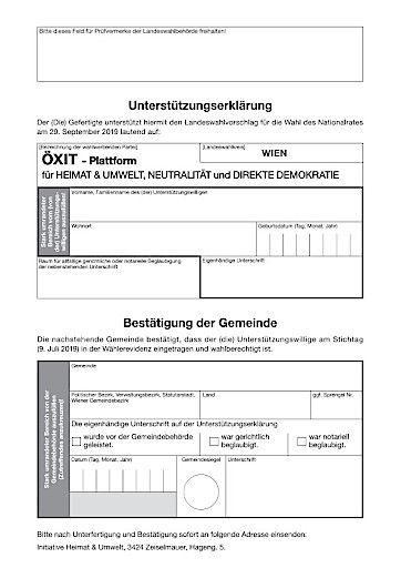 Vorschau Bild von Unterstützungserklärung der ÖXIT-Plattform (für Wien)