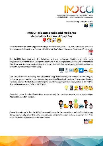Vorschau Bild von IMOCCI App - Presseaussendung 09.07.2019