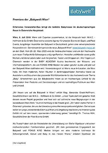 Vorschau Bild von BABYWELT Wien 2020_Pressemeldung Juli 2019