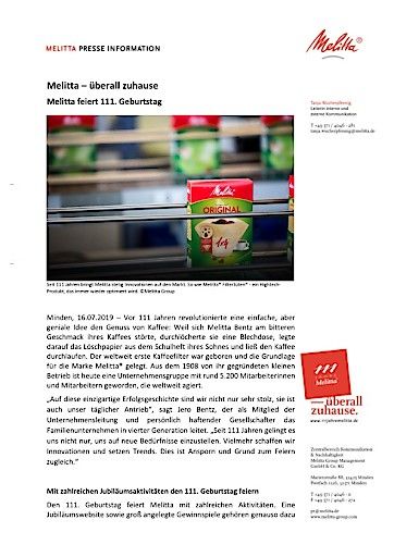 Vorschau Bild von Melitta feiert 111. Geburtstag (FOTO)