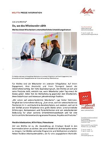 Vorschau Bild von 111 Jahre Melitta® - Da, wo das Miteinander zählt (FOTO)