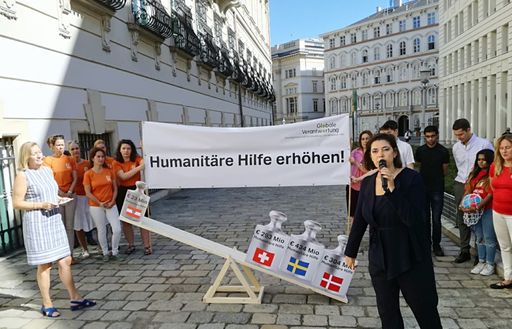 Presseaktion "Humanitäre Hilfe erhöhen", Foto zur freien
Verwendung mit Angabe der Credits