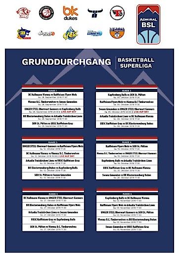 Vorschau Bild von Der Spielplan der ADMIRAL Basketball Superliga.