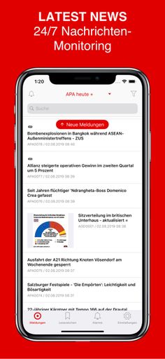 Österreichs zentrale Informations- und
Rechercheplattform jetzt als App für iOS und Android – 550
Medienquellen und mehr als 165 Mio. Dokumente –
Nachrichtenmonitoring 24/7