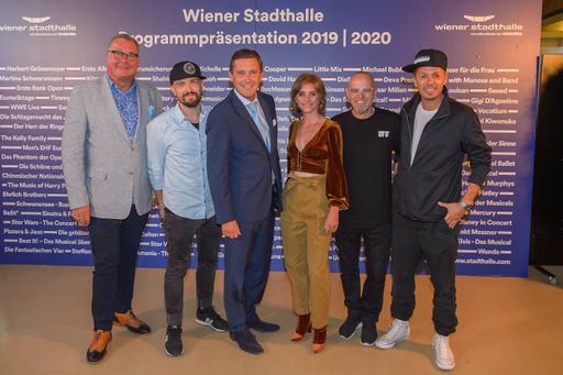  Wolfgang Fischer, Michael Klimas, Peter Hanke;
Carola Lindenbauer, Thomas D, Michi Beck; Programmpräsentation
2019/20, Wiener Stadthalle, Studio F