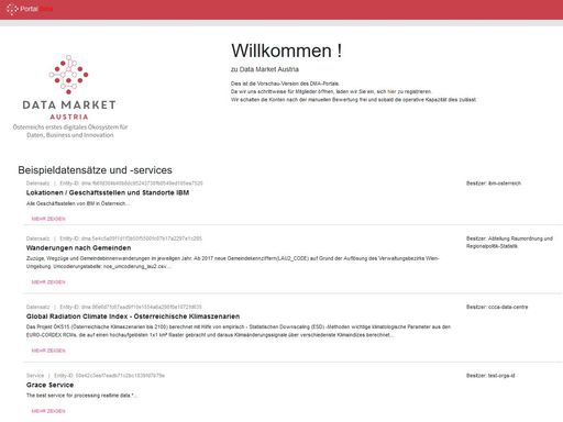Screenshot Data Market Austria-Portal