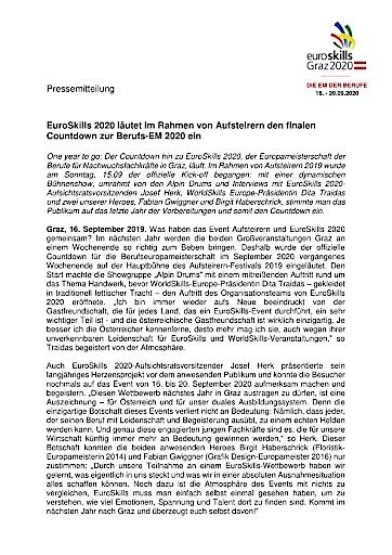 Vorschau Bild von Presseaussendung Kick-off EuroSkills 2020