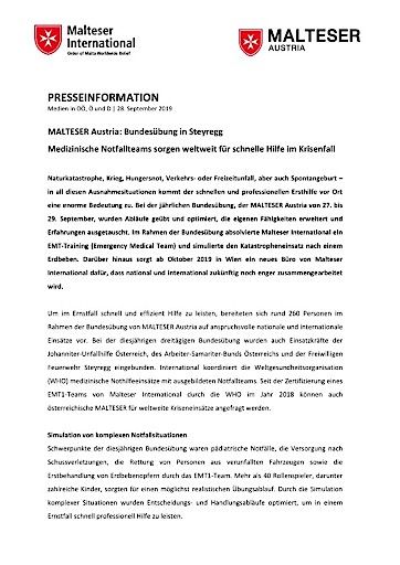 Vorschau Bild von MALTESER Austria: Bundesübung in Steyregg Medizinische Notfallteams sorgen weltweit für schnelle Hilfe im Krisenfall
