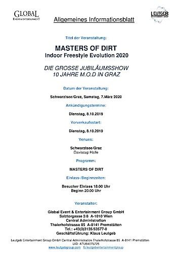 Vorschau Bild von Informationsblatt Masters of Dirt Jubiläumsshow Graz