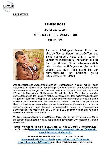 Vorschau Bild von Anhang zu OTS - Pressetext Semino Rossi - So ist das Leben Tour