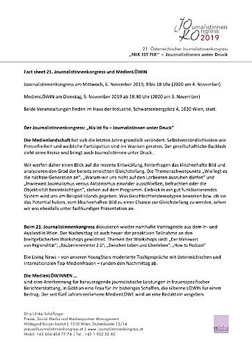 Vorschau Bild von Facts zum 21. Journalistinnenkongress