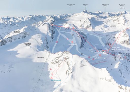 Vorschau Bild von Das Projektpanorama bietet eine Übersicht über den geplanten
Zusammenschluss von Pitztaler und Ötztaler Gletscher.