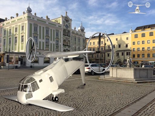 Vorschau Bild von DUAFLY Flugtaxi vor Stadtplatz in Betrieb Vision