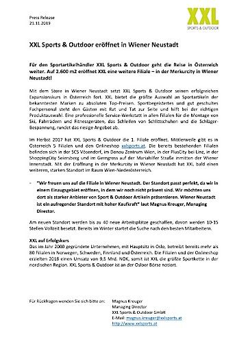 Vorschau Bild von XXL Sports PR November 2019