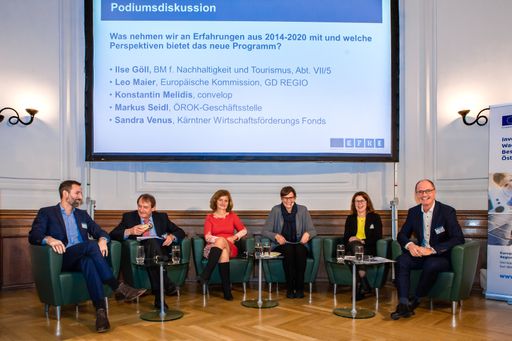 Vorschau Bild von Podiumsdiskussion zu den Lerneffekten aus dem
aktuellen EFRE-Förderprogramm und den Chancen für bzw. Erwartungen
an das kommende Programm.