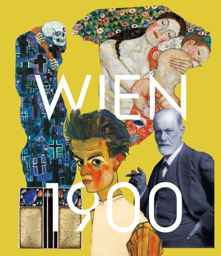 Cover des Kataloges "Wien 1900. Aufbruch in die
Moderne" zur neuen Dauerpräsentation des Leopold Museum. Sujet:
Collage von Christian Satek für Leopold Museum unter Verwendung von
Motiven aus der Sammlung des Leopold Museum (Gustav Klimt, Tod und
Leben, 1910/11, überarbeitet 1915/16, Egon Schiele, Selbstbildnis
mit gestreiftem Hemd, 1910, Josef Hoffmann, Brosche, 1911, Sammlung
Grubman (Foto: Auktionshaus im Kinsky, Wien), Max Halberstadt,
Sigmund Freud, 1921, Sigmund Freud
Privatstiftung/Imagno/picturedesk.com)