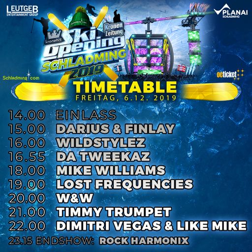SKI OPENING SCHLADMING - TIMETABLE