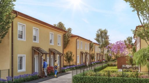 Vorschau Bild von Die von noba Massivhaus errichtete mediterrane
Doppelhaus Siedlung.