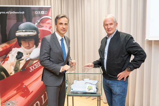 Vorschau Bild von Bürgermeister Siegfried Nagl und Motorsportlegende
Helmut Marko präsentieren die Highlights des Gedenkjahres 2020