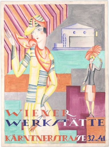 Vally Wieselthier, Werbung für die Mode der „Wiener Werkstätte
Kärntnerstrasse 32 u. 41“, Wien, vor 1928