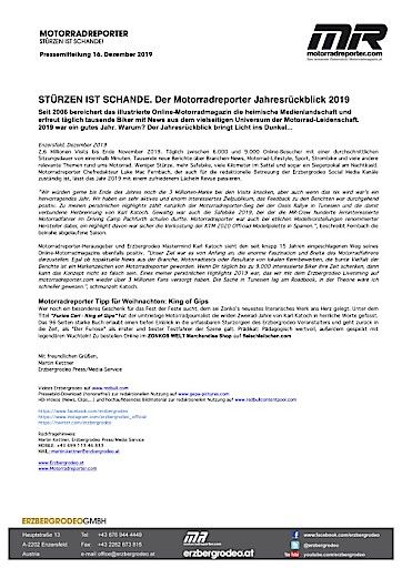 Vorschau Bild von Motorradreporter Pressenews / Jahresrückblick 2019