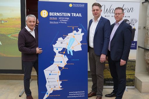 Vorschau Bild von Burgenland Tourismus-Geschäftsführer Hannes Anton,
Tourismuslandesrat MMag. Alexander Petschnig und Stadt
Kőszeg-Tourismusmanager Gábor Győrffy bei der heutigen
Pressekonferenz in Eisenstadt.