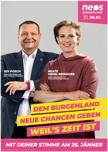 Plakatsujet NEOS Landtagswahl Burgenland