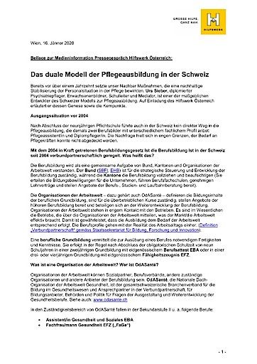 Vorschau Bild von Beilage Medieninfo Hilfswerk: Das Schweizer Modell der Ausbildung in der Pflege