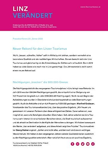 Vorschau Bild von Presseunterlage Linz Tourismus