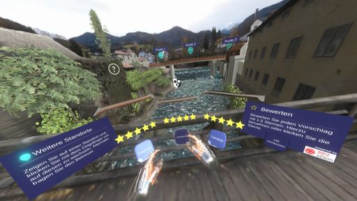 Screenshot der VR-Umgebung zur Auswahl der Brücke
in Scheibbs mit BRZ eDem -Integration