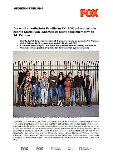 Vorschau Bild von Die wohl chaotischste Familie im TV: FOX präsentiert die zehnte Staffel von "Shameless: Nicht ganz nüchtern" ab 24. Februar (FOTO)