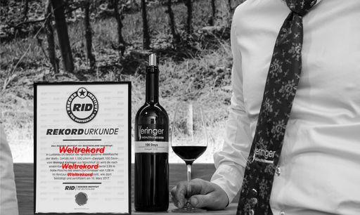 Vorschau Bild von Weltrekordurkunde für die größte Glasweinflasche
der Welt zertifiziert vom deutschen RecordInstiut