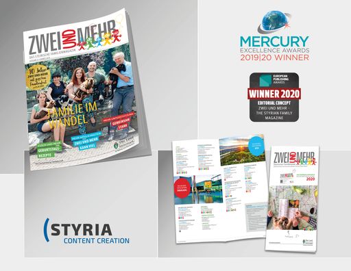 Styria Content Creation gewinnt mit ZWEI UND MEHR
bei den European Publishing und den Mercury Awards