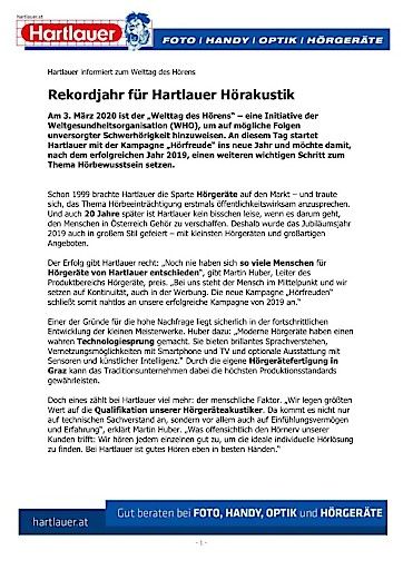 Vorschau Bild von Rekordjahr für Hartlauer Hörakustik