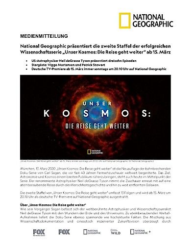 Vorschau Bild von National Geographic präsentiert die zweite Staffel der erfolgreichen Wissenschaftsserie "Unser Kosmos: Die Reise geht weiter" ab 15. März (FOTO)