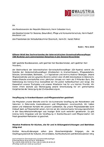  Offener Brief an Bundeskanzler, Gesundheitsminister und WKO-Präsident