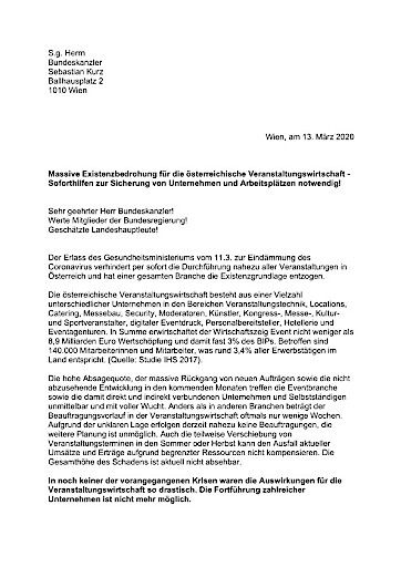 Vorschau Bild von Offener Brief an Bundeskanzler Sebastian Kurz