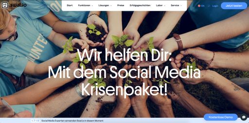  Mit ihrem Social Media Krisenpaket ermöglicht das Wiener
Software-Unternehmen Swat.io NGOs, NPOs und Charity-Organisationen
in Österreich, Deutschland und der Schweiz die kostenfreie Nutzung
ihres gleichnamigen Social Media Management Tools, um sie bei ihren
besonderen Herausforderungen in der Kommunikation auf Social Media
während der Corona-Krise zu unterstützen.
