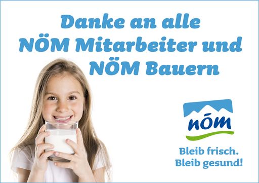 Vorschau Bild von Wir sichern damit auch die Grundversorgung in der Region Wien,
Niederösterreich und Burgenland jederzeit und möchten unseren
Bauern, Mitarbeitern in der Produktion und Logistik für ihren
unermüdlichen Einsatz danken.