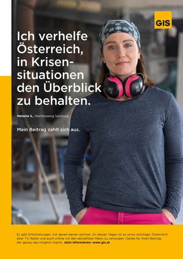 Vorschau Bild von Sujet der GIS-Kampagne "Mein Beitrag zahlt sich
aus", Start Ende März 2020