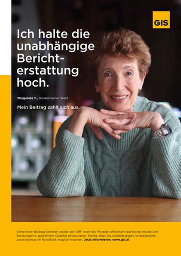 Vorschau Bild von Sujet der GIS-Kampagne "Mein Beitrag zahlt sich
aus", Start Ende März 2020